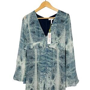 NEW! BCBGeneration Deep V Romper Long Sleeve Semi Sheer Light - 6